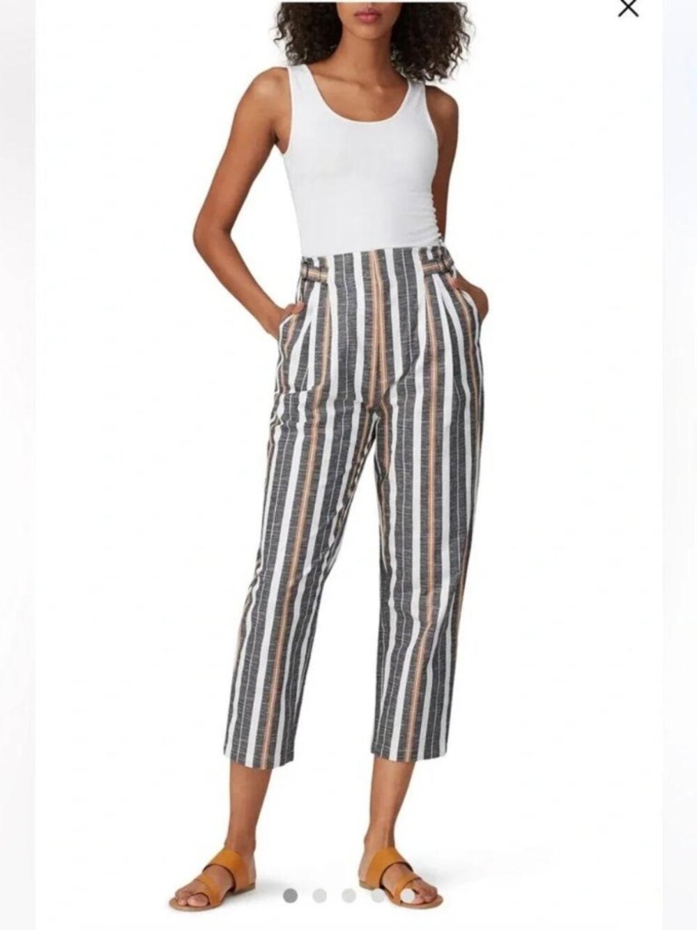 Joie Jamallia Cropped High Waist Striped Trousers